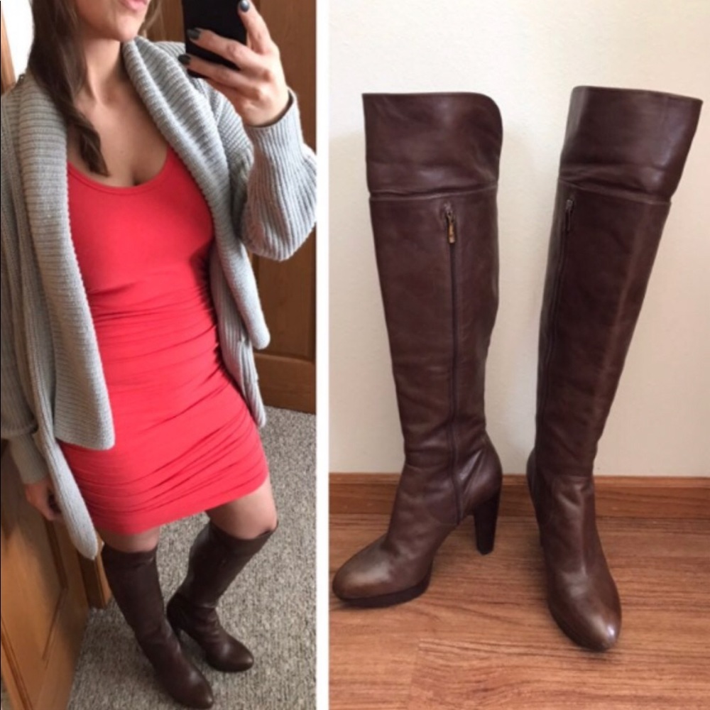 Via Spiga “Nevin” Over The Knee Boots in Chestnut1`